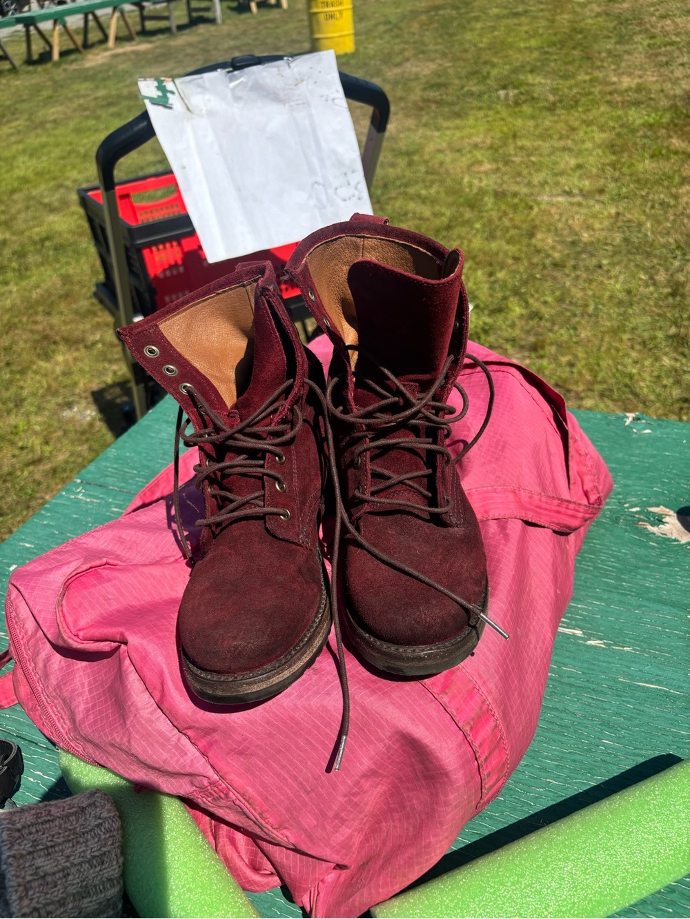 Women’s Frye burgundy lace up boots size 7